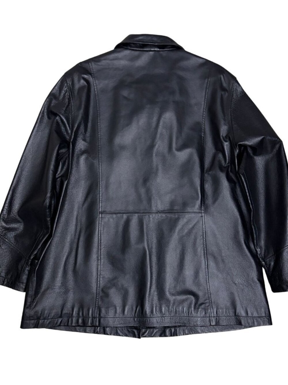 MILAN LEATHER Coat Vintage Y2K Business Casual Black Jacket Mens XL - Picture 3 of 7